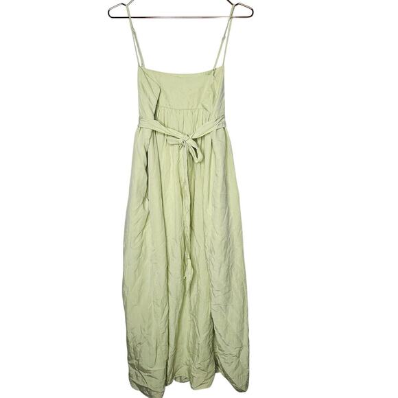VINCE Sweet Grass Green Bow Pleated Back Maxi Dress Size Large - Picture 6 of 13